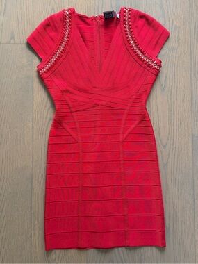 Herve Leger Red Bodycon Bandage Dress